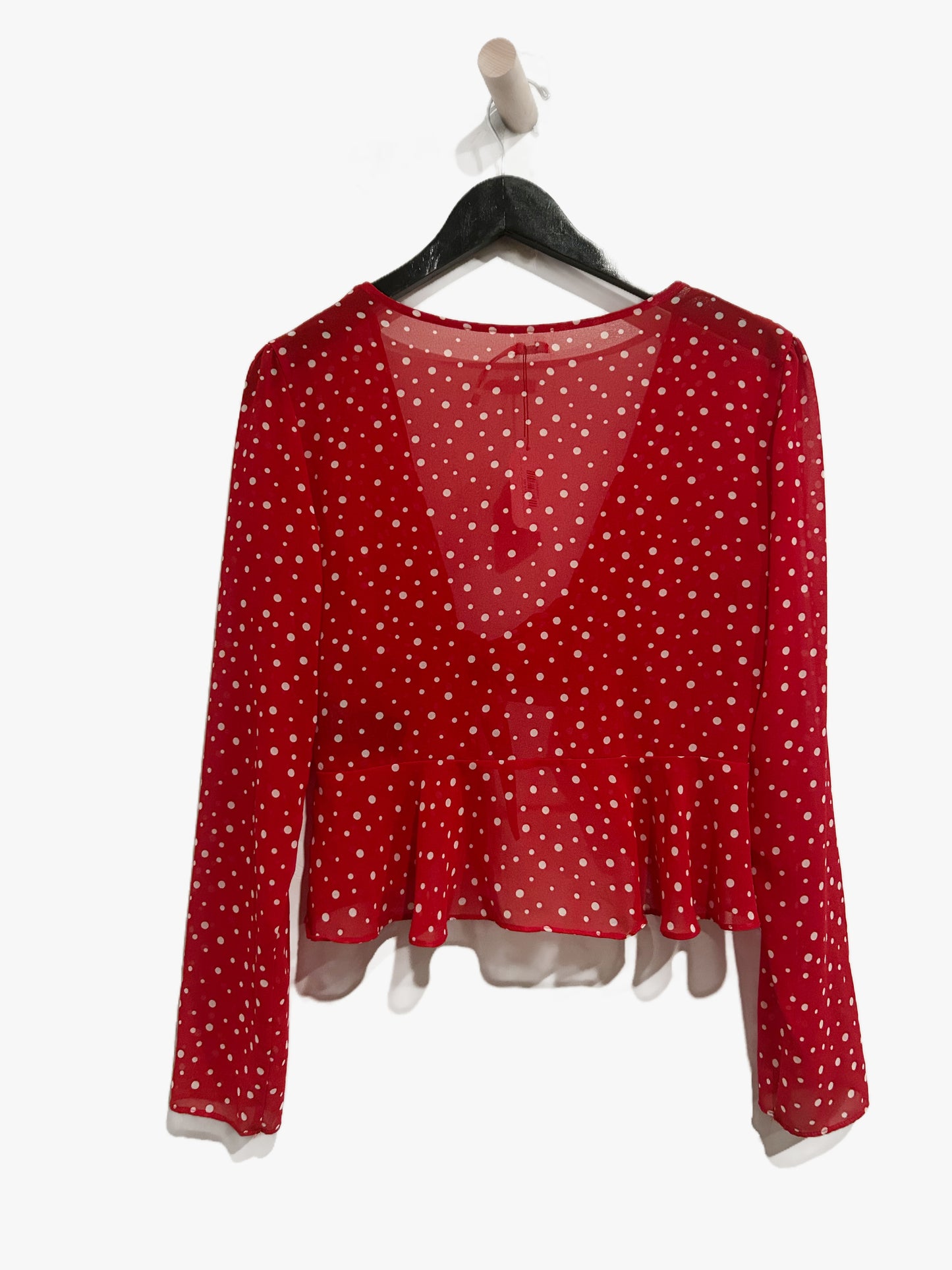 Kimchi Blue Red Polka Dot Sheer Tie Top - Medium