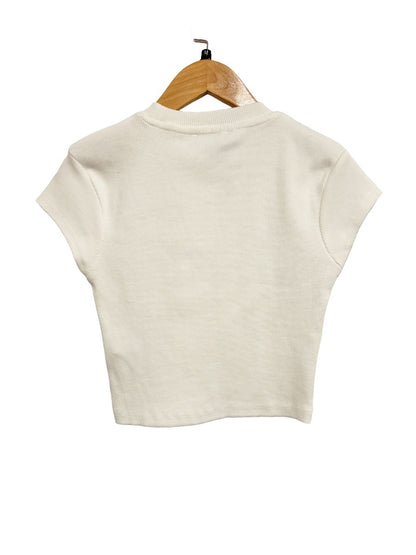 Zara NWT White Rhinestone Ribbed Crop Top - Medium