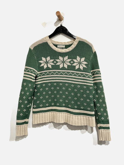 Urban Outfitters Green Knit Snowflake Sweater - Small