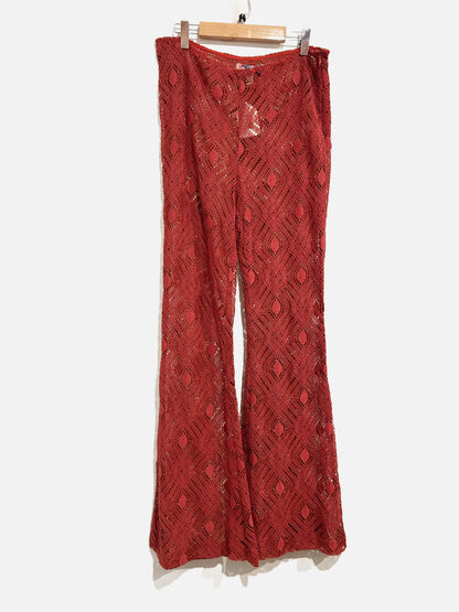 Urban Outfitters Red Lace Flare Pants - 6