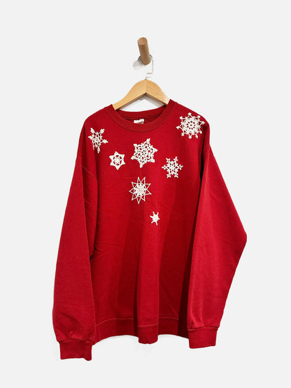 Hanes Red Vintage Snowflake Sweatshirt - Medium