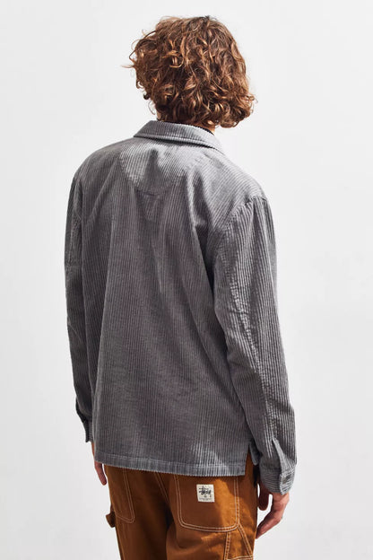 Urban Outfitters Ryder Corduroy Zip Shirt in Gray - Large