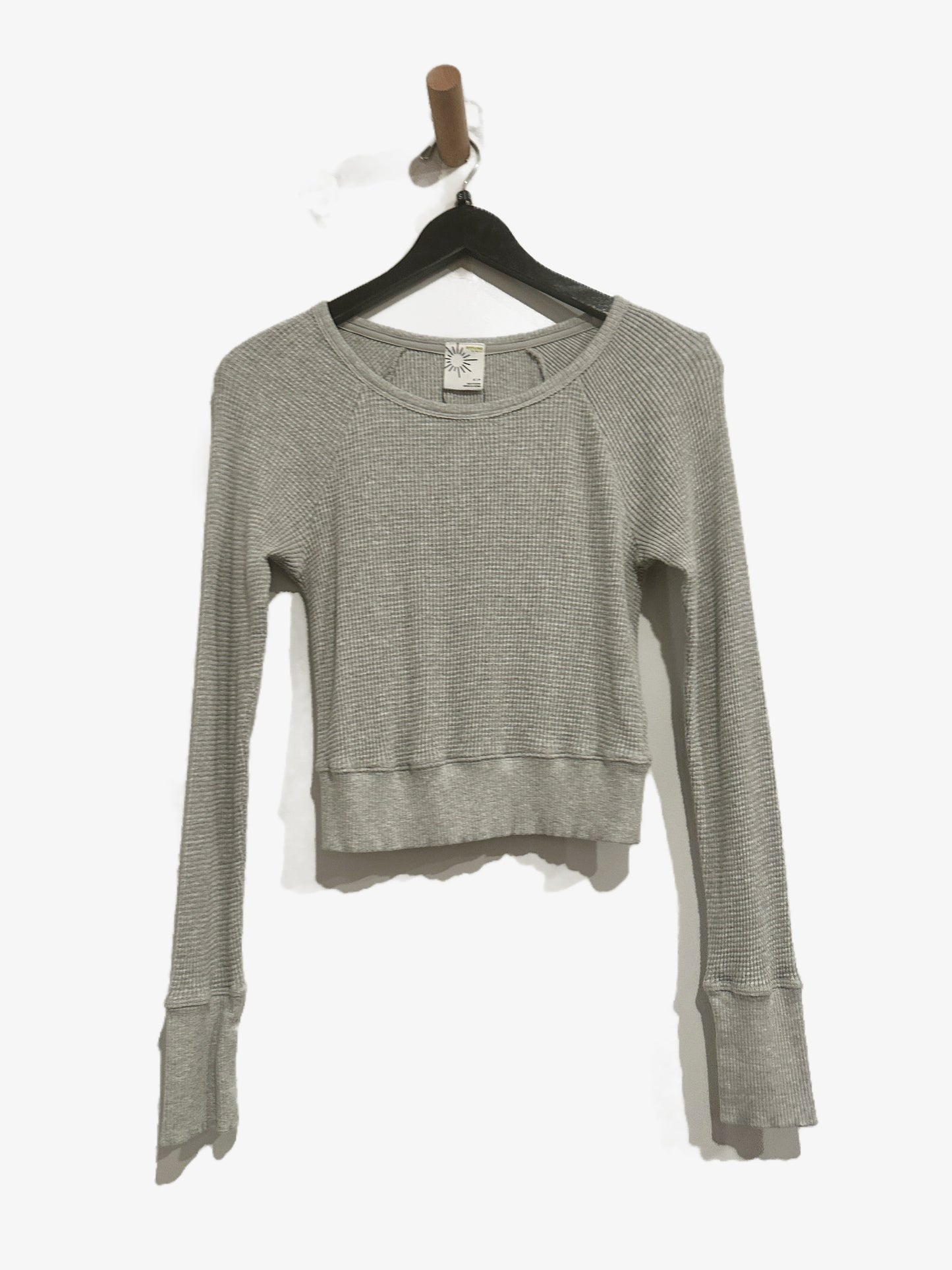 Aerie Offline Grey Waffle Knit Long Sleeve - Small