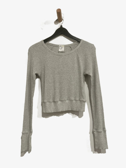 Aerie Offline Grey Waffle Knit Long Sleeve - Small