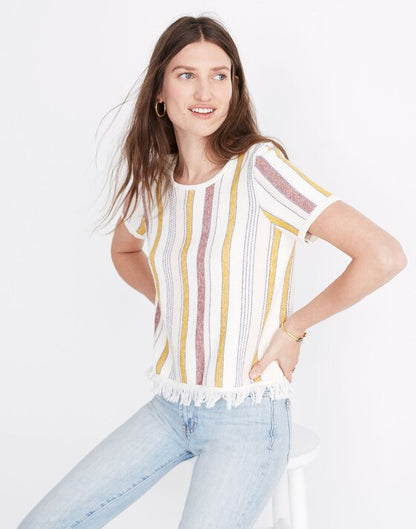 Madewell Blakley Stripe Sweater Tee in Pearl Ivory - Small