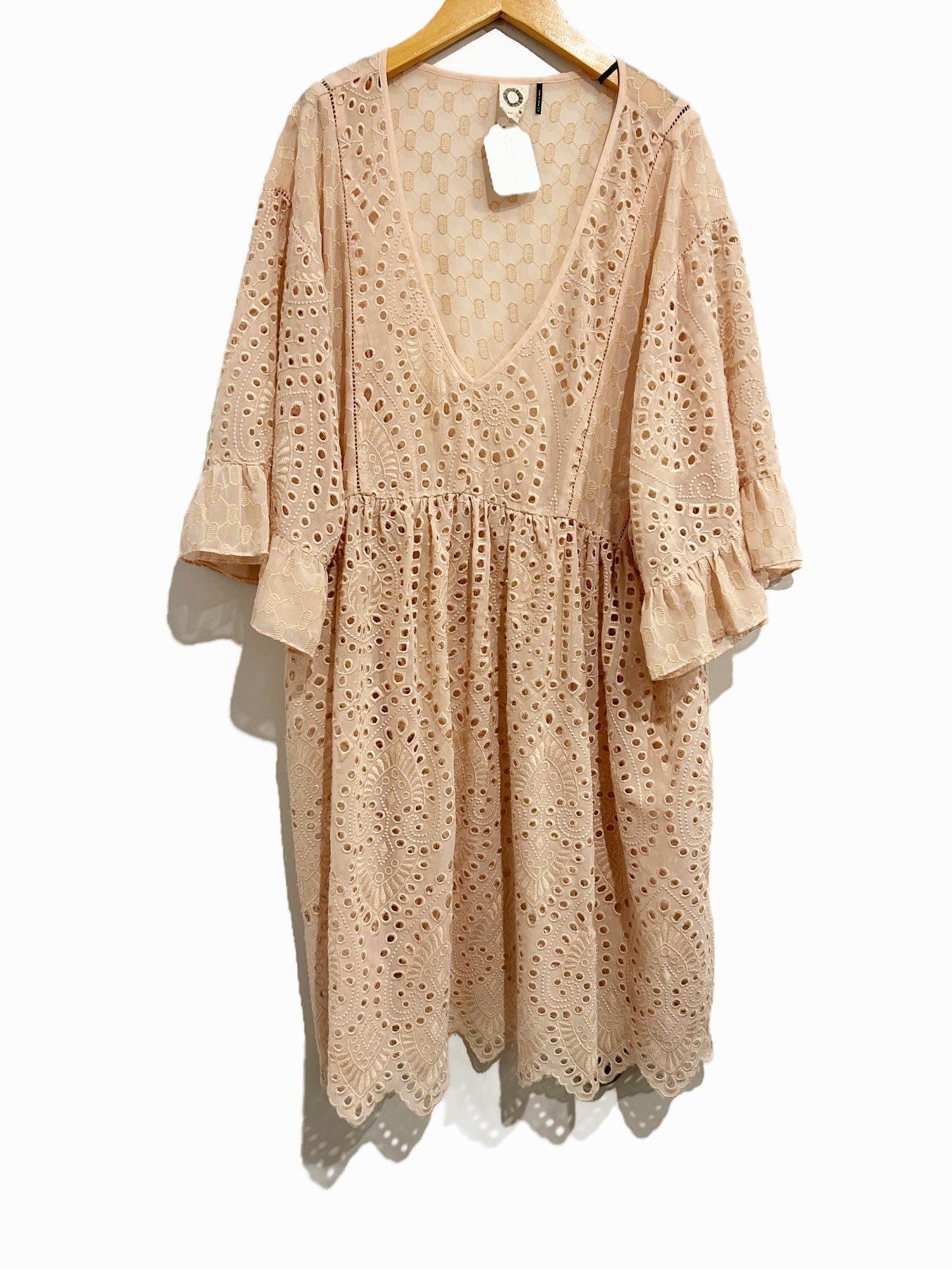 Akemi + Kin Brooke Eyelet Swing Dress in Peach - 12