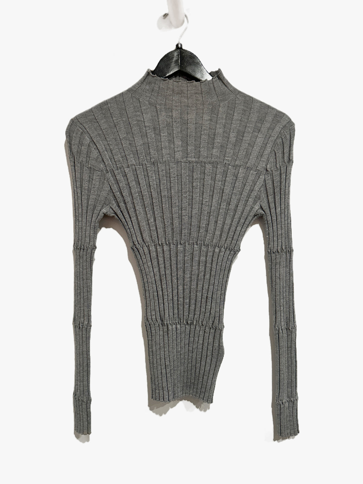 Zara Gray Ribbed Mock Neck Sweater - Medium
