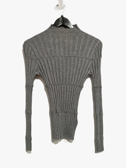 Zara Gray Ribbed Mock Neck Sweater - Medium