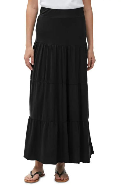 Michael Stars Heavenly Tiered Maxi Skirt in Black - XS