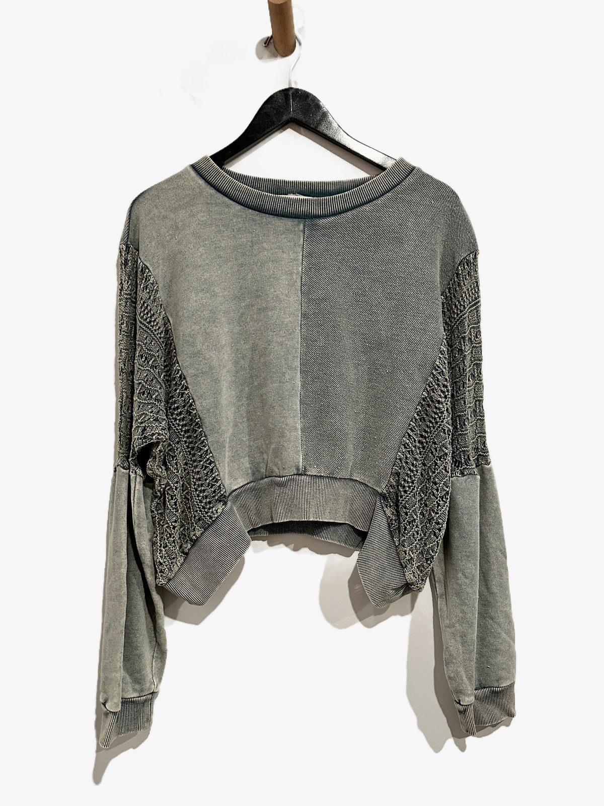 Love Lola Green Crochet Pullover - Medium