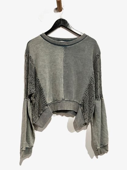 Love Lola Green Crochet Pullover - Medium