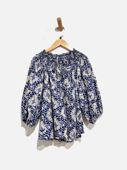 Free People Willow Blue and White Floral Blouse - XS