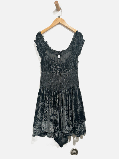 Urban Outfitters Black Velvet Romper - Medium