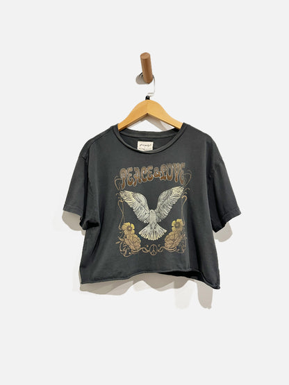 Free People x Vintage Souls Peace and Love Crop Top- Small