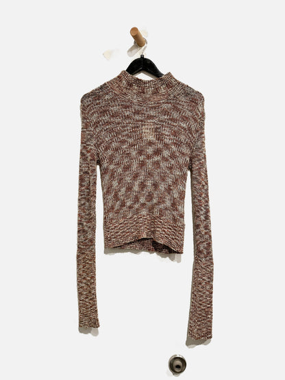 Free People Brown Marled Mock Neck Sweater - Small