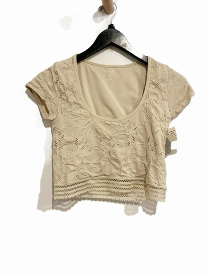 Aerie Superchill Beige Floral Seamless Cap Sleeve Top - Small