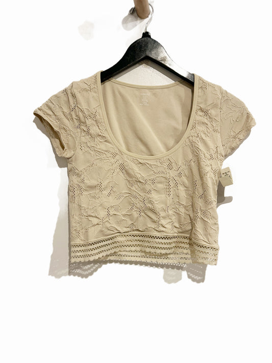 Aerie Superchill Beige Floral Seamless Cap Sleeve Top - Small