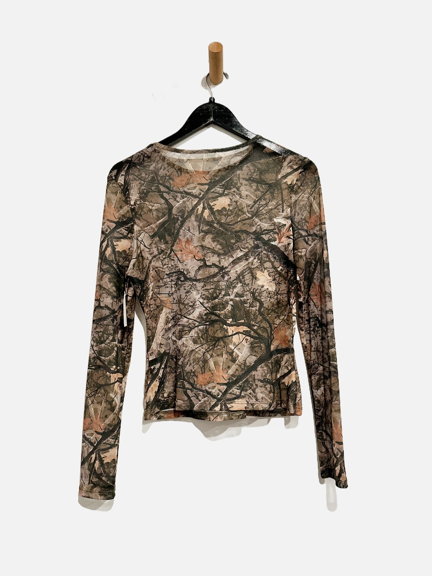 Sumwon Camo Mesh Sheer Top - Large