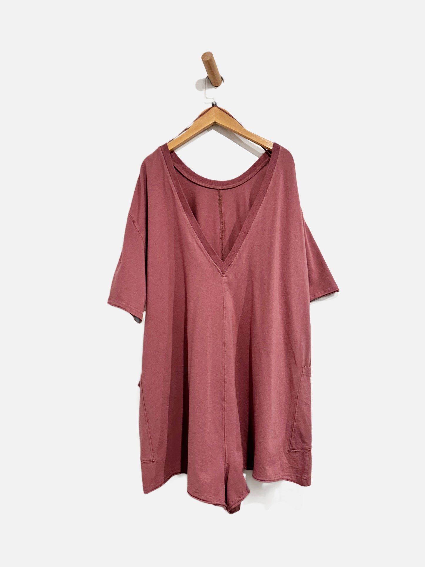 Free People Hot Shot Tee Reversible Burgundy Romper - Medium