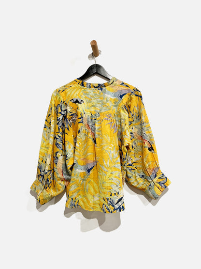 Anthropologie Maeve Yellow Floral Blouse - Small