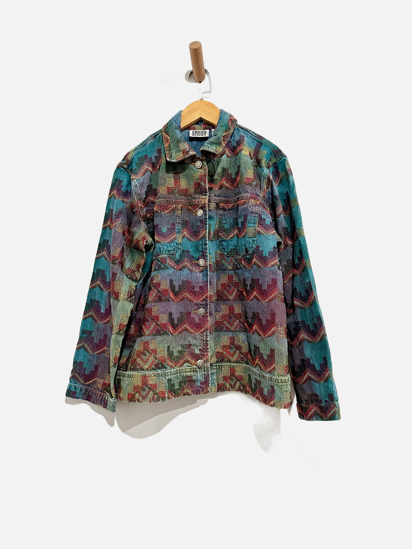 Chico’s Design Vintage Denim Embroidered Jacket - 1