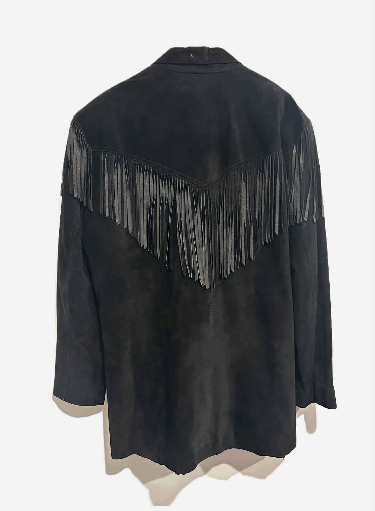 Klassi Artz Vintage Black Suede Fringe Jacket - Medium