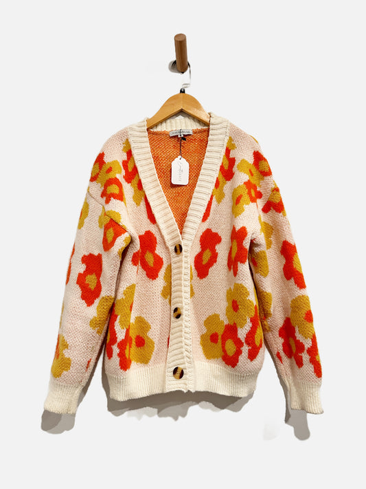 Miss Sparkling Orange & Yellow Floral Cardigan - Medium