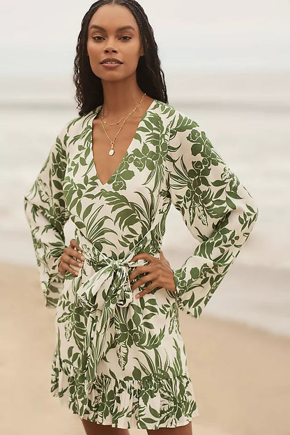 L Space NWT Green and White Geneva Dress - Small
