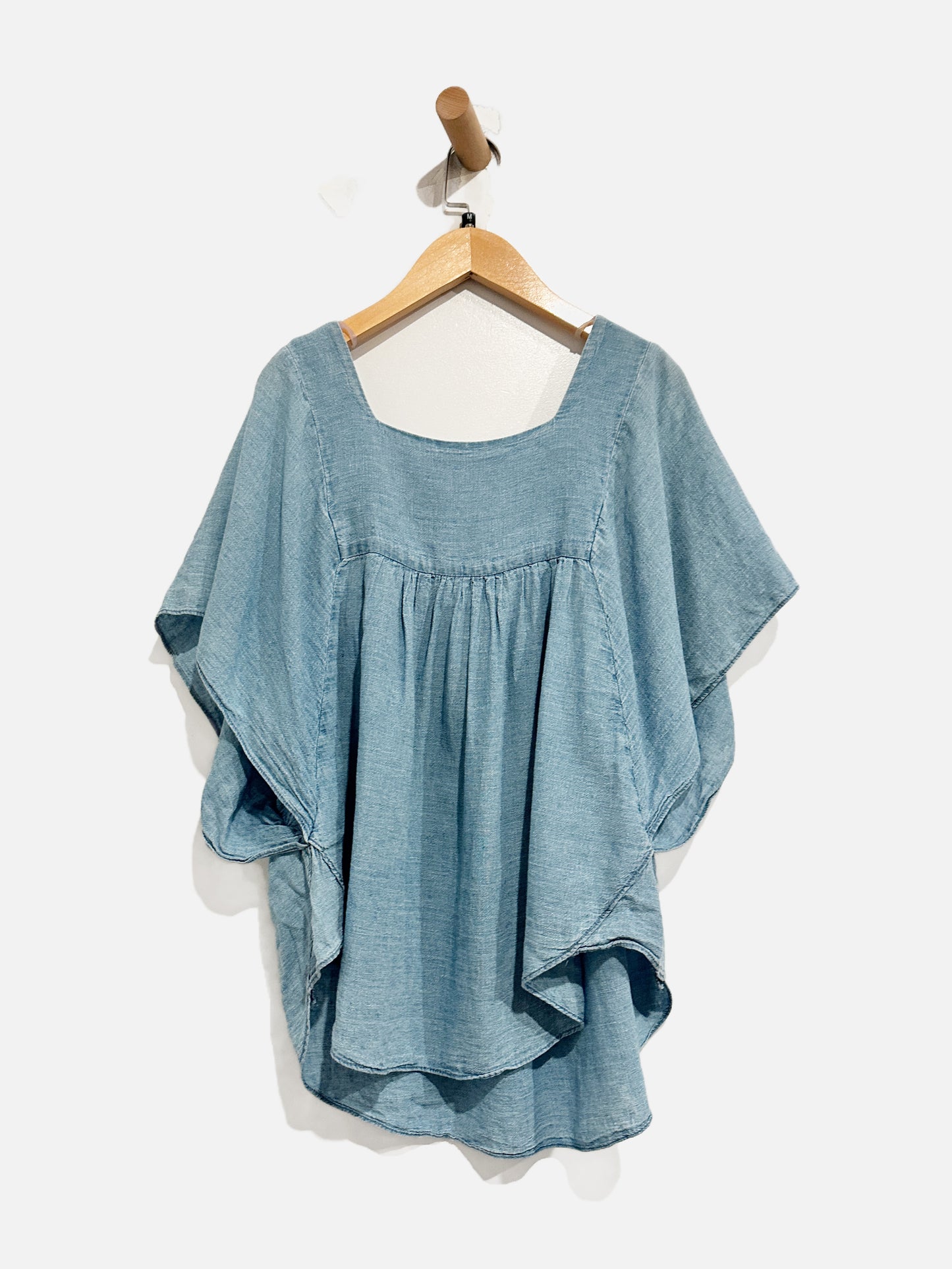 Madewell Denim Butterfly Embroidered Blouse - Medium