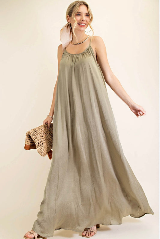 Kori Green Satin Maxi Dress - Medium