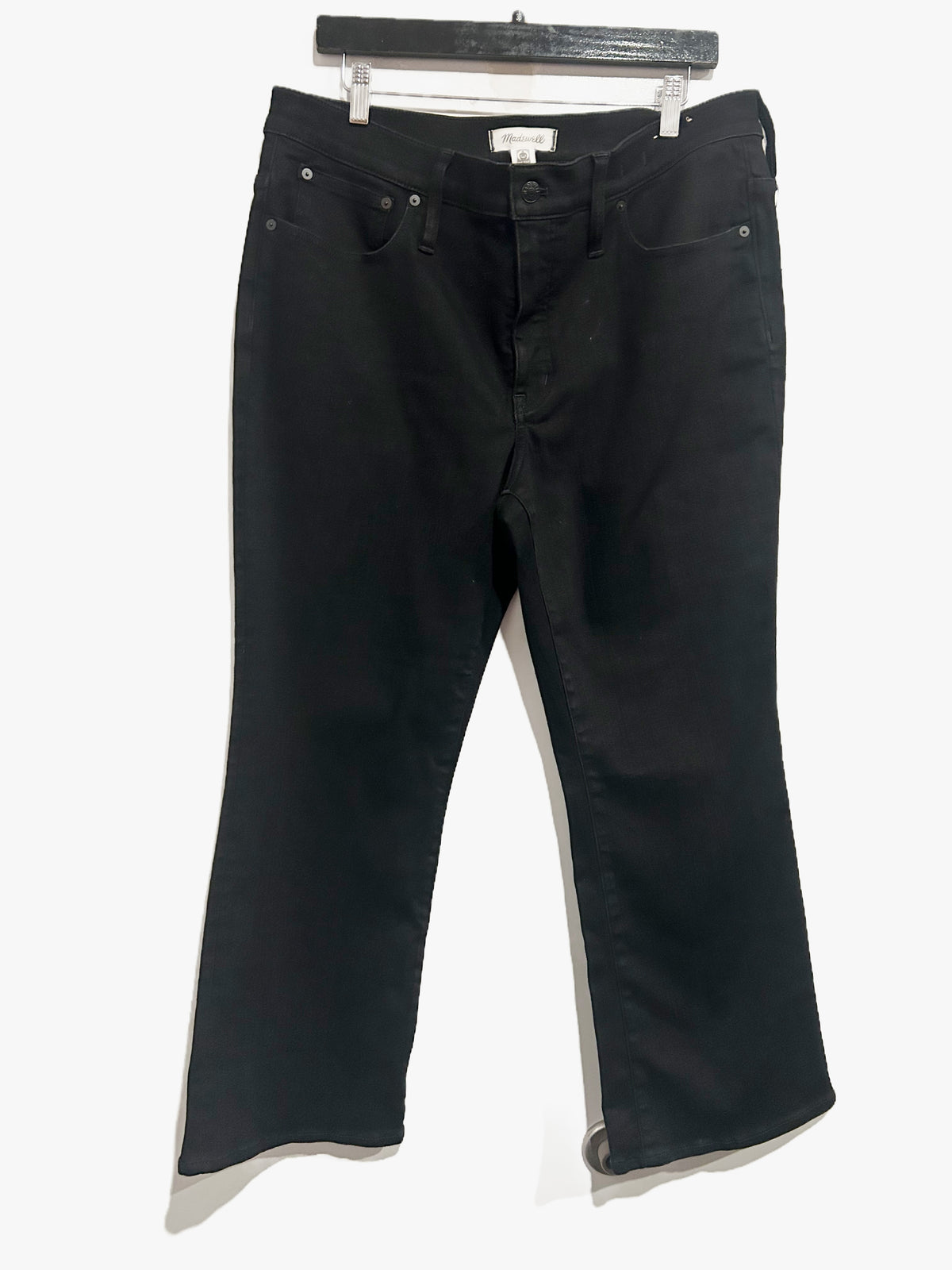 Madewell Black Mid-Rise Kickout Crop Jeans - 33