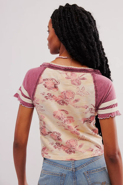 Free People Wish You Were Here Tee in Tan Combo - Small