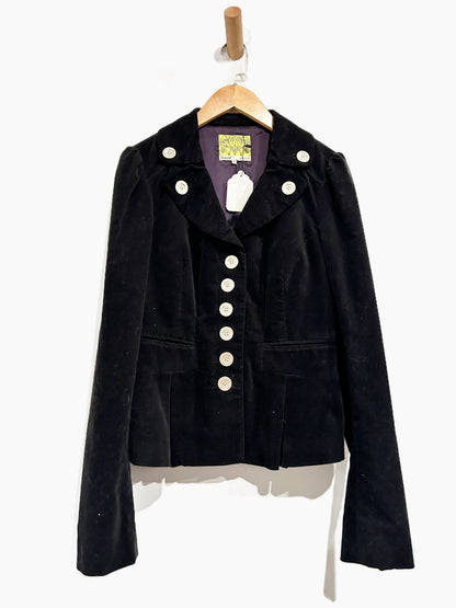 Anthropologie Floreat Y2K Black Velvet Blazer - 6
