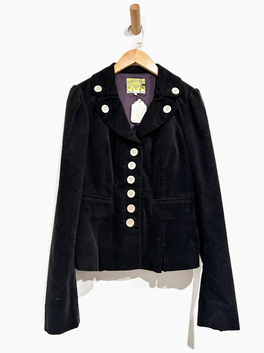 Anthropologie Floreat Y2K Black Velvet Blazer - 6