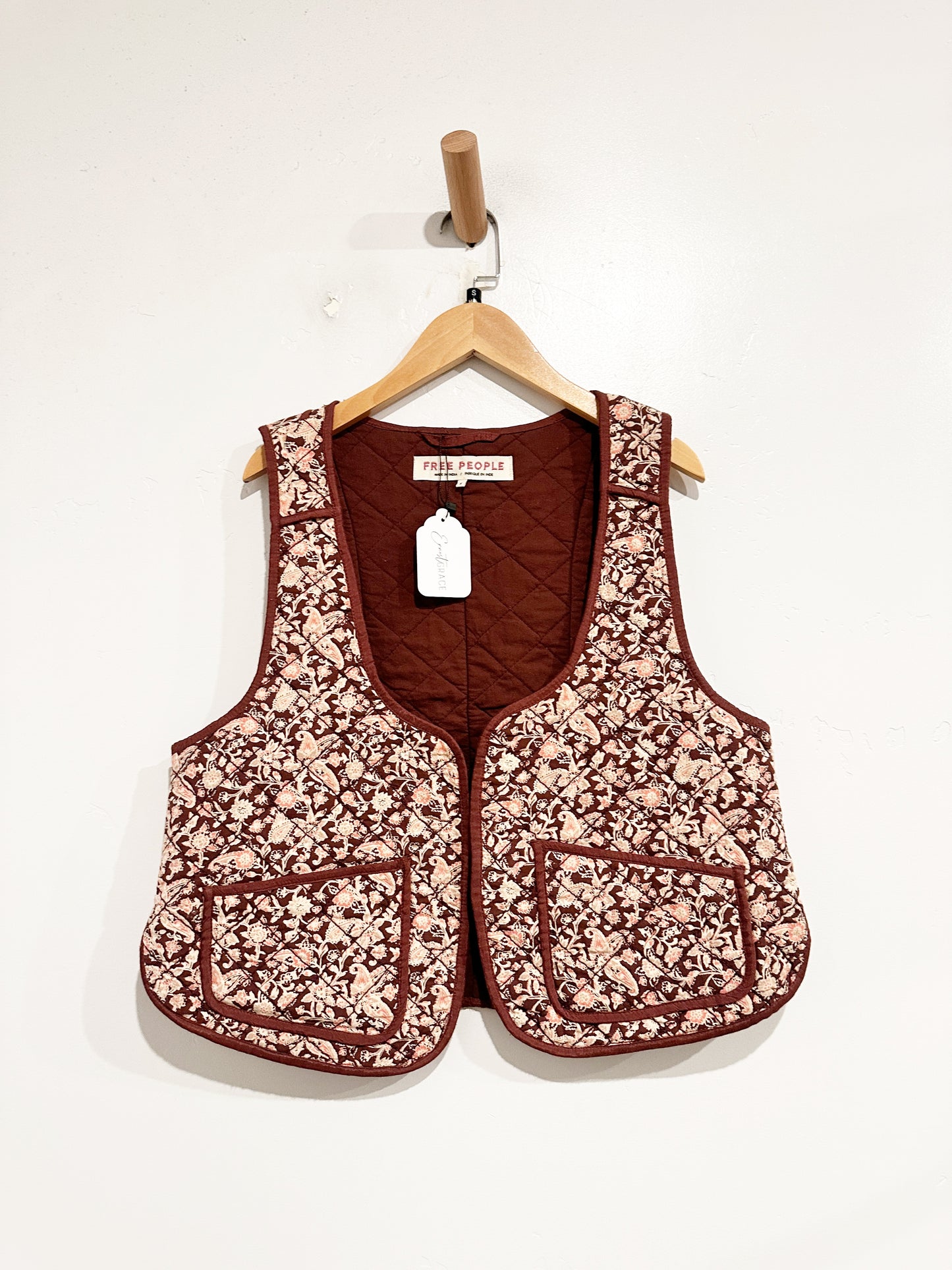 Free People Purple Floral Quilted Vest - Small