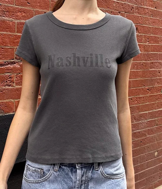 John Galt Grey Nashville Baby Tee