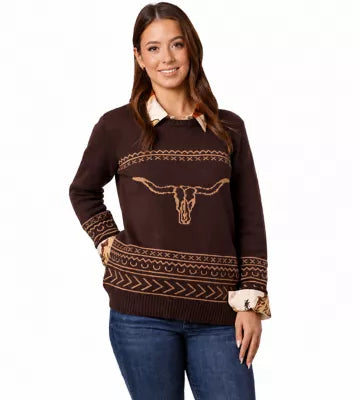 Cotton & Rye Brown Longhorn Sweater - Large