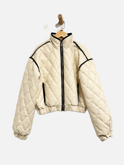 7 For All Mankind Cream w/ Black Trim Jacket - Small