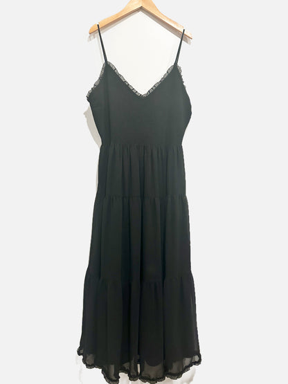 Wilfred Tuberose Chiffon Tiered Midi Dress in Black - XL