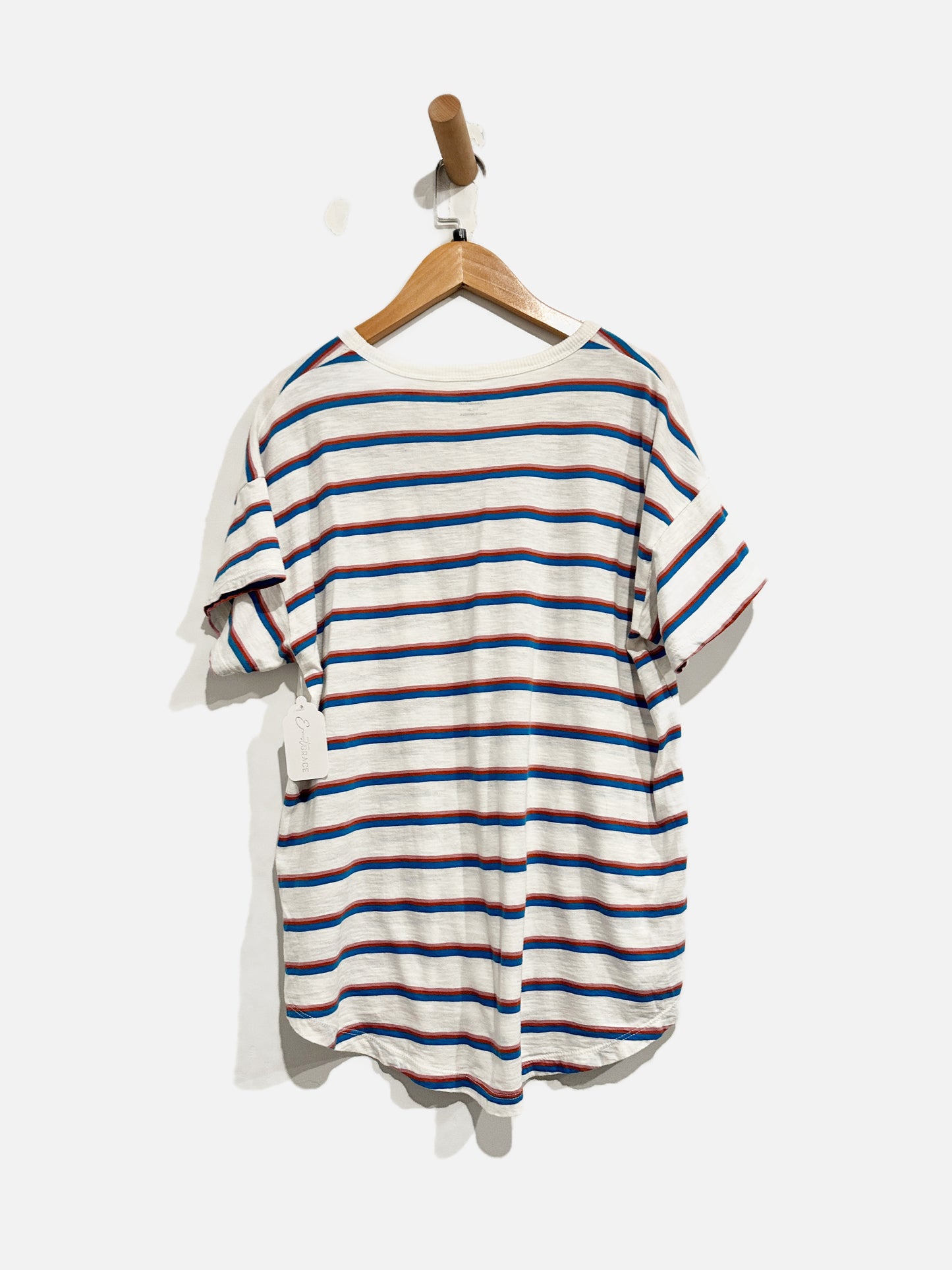Madewell White Stripe SS Top - Large