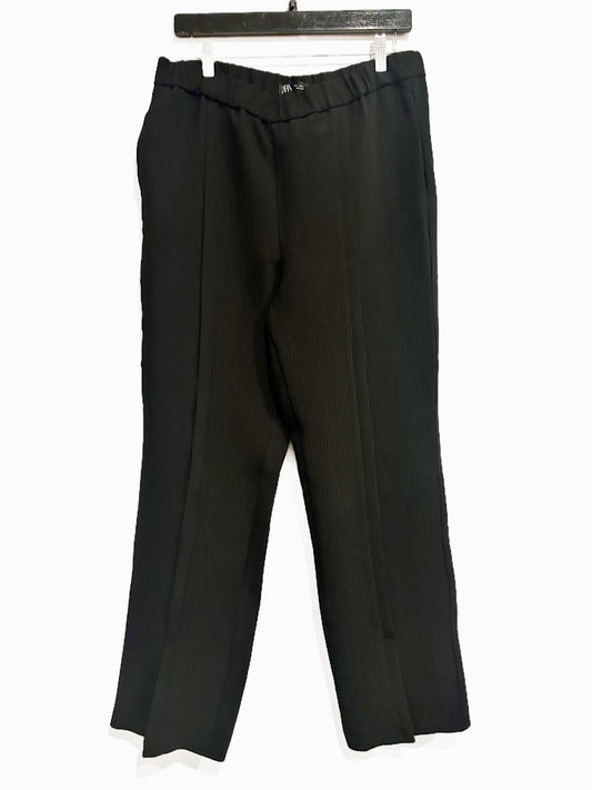 Zara Black Ribbed Wide Leg Pants - Large