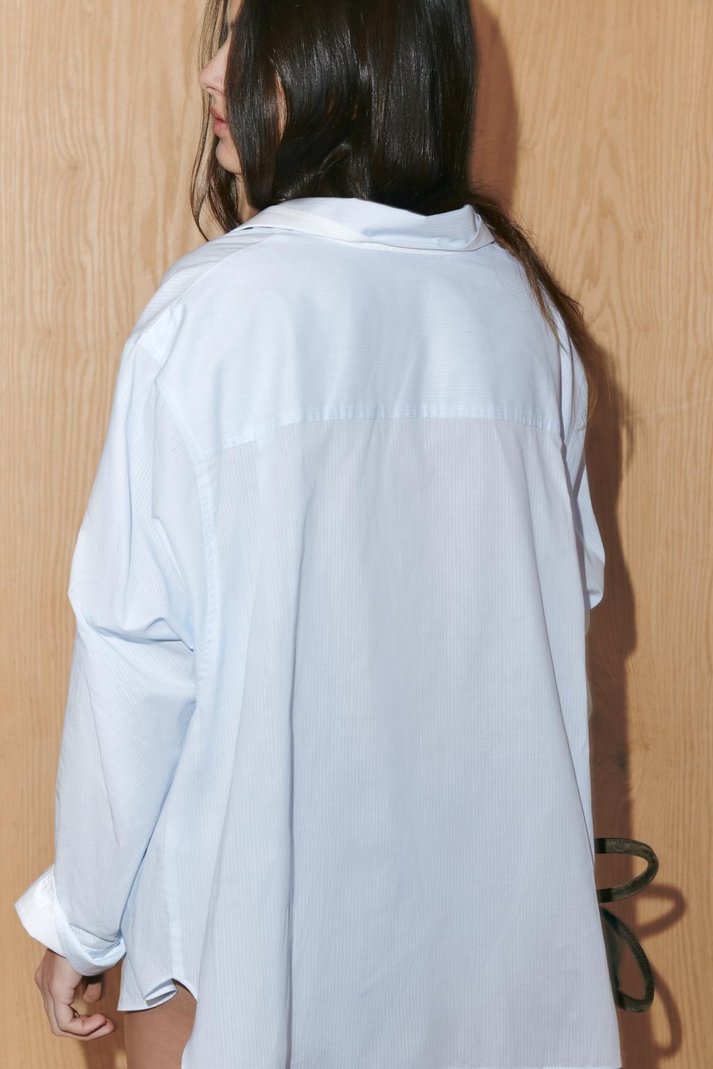 Zara NWT Oversize Striped Batwing Sleeve Shirt in Blue/White - Small