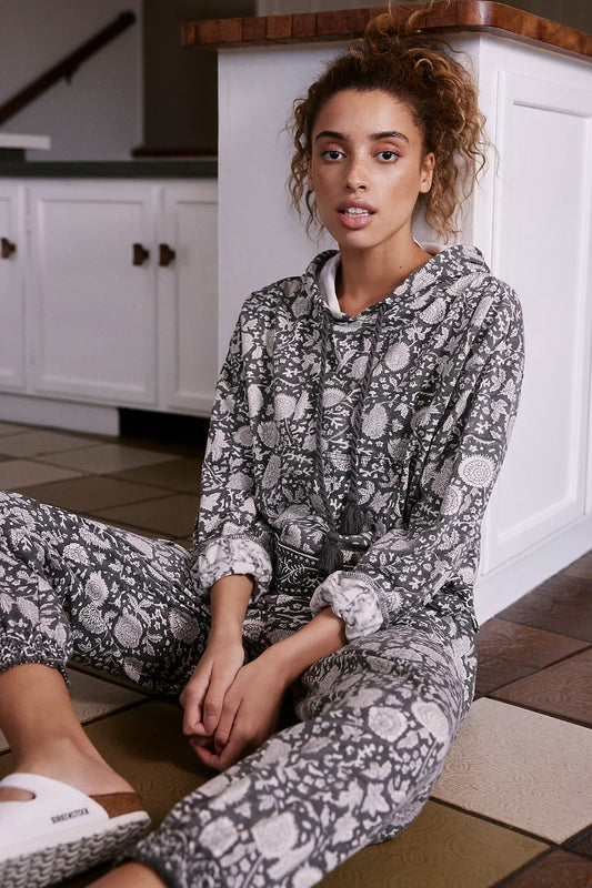 Cleobella Gray Floral Hoodie - XS