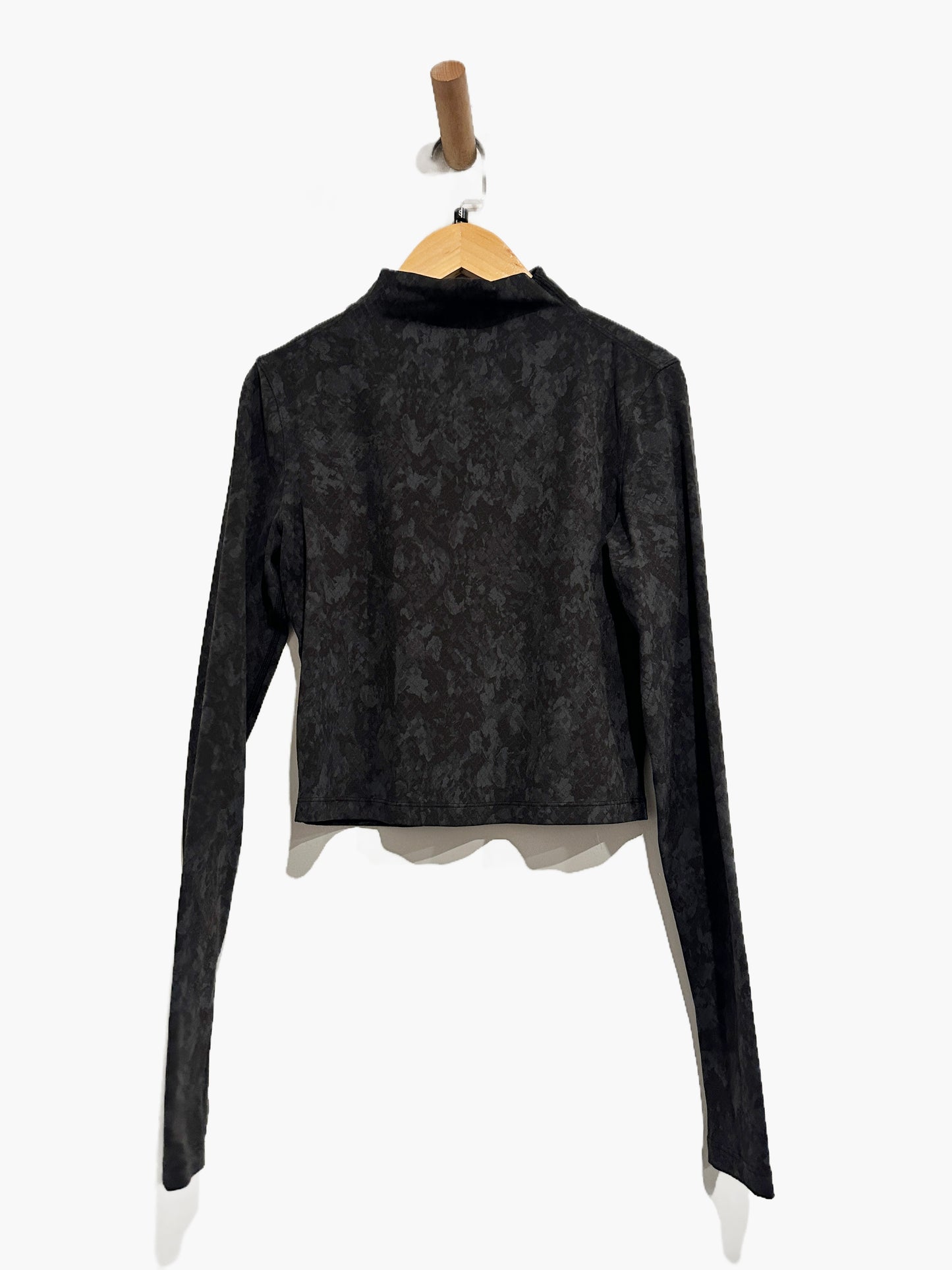 Lululemon All Aligned Mock Neck Long Sleeve Shirt in Hideaway Camo Deep Coal Multi - 6
