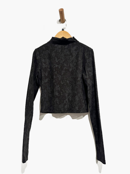 Lululemon All Aligned Mock Neck Long Sleeve Shirt in Hideaway Camo Deep Coal Multi - 6