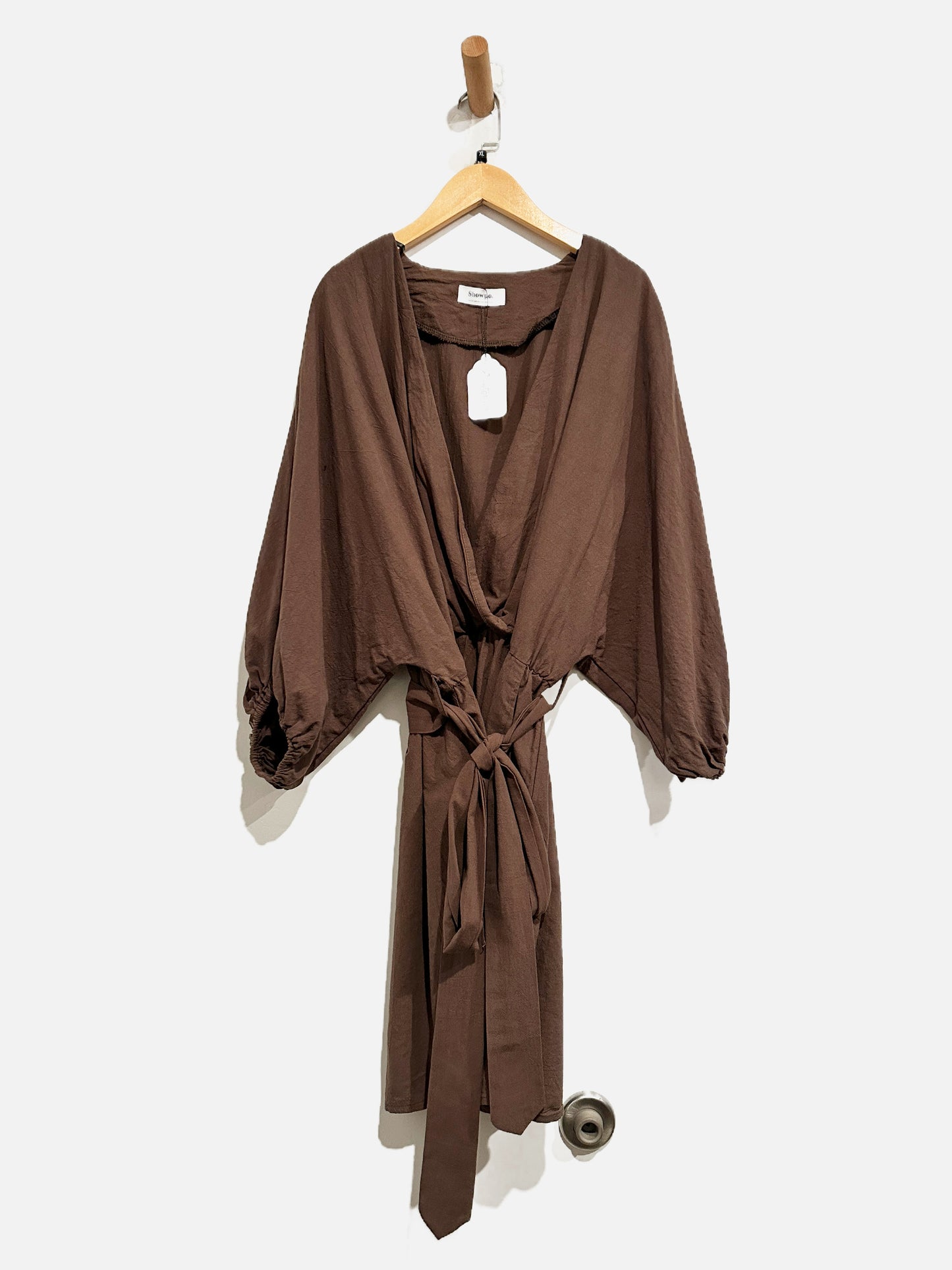 Showpo Kiro Linen Puff Sleeve Romper in Chocolate - 14