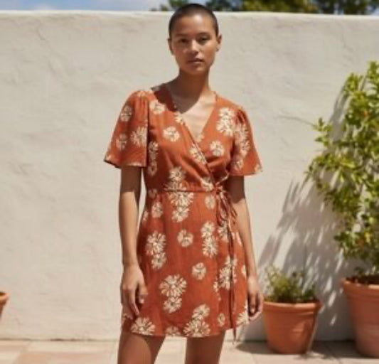 Madewell Burnt Orange Floral Dress - Large
