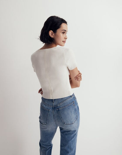 Madewell Square-Neck Crop Sweater Tee in Simply White - Medium