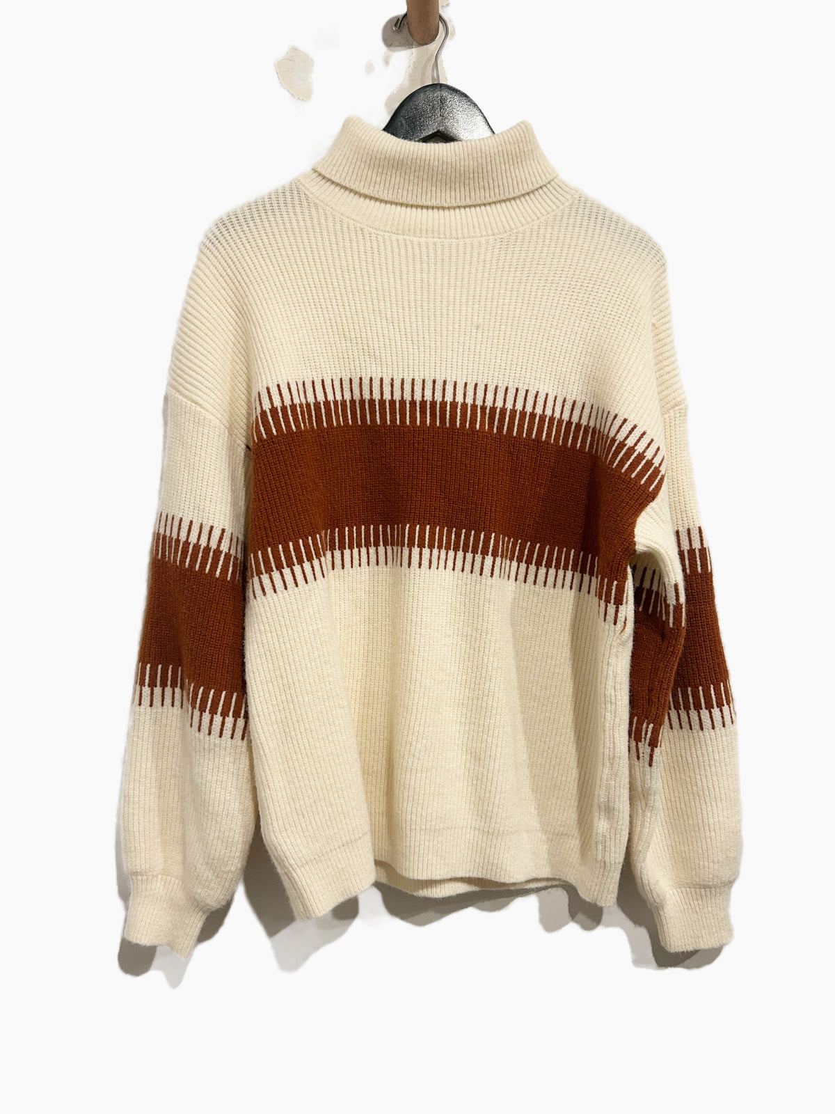 Baltic Born Antonov Turtleneck Sweater in Cream & Spice - Small
