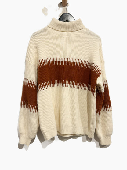 Baltic Born Antonov Turtleneck Sweater in Cream & Spice - Small